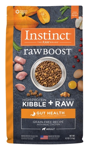 Instinct Raw Boost Gut Health Grain-Free Recipe with Real Chicken Dry Dog Food with Freeze-Dried Raw Pieces 8.1kg