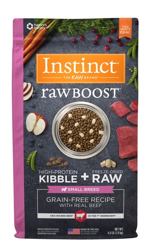 Instinct Raw Boost Small Breed Grain-Free Recipe with Real Beef Dry Dog Food with Freeze-Dried Raw Pieces 4.5kg