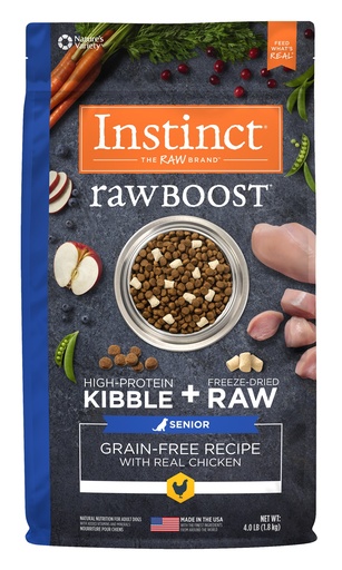 Instinct Raw Boost Senior Grain-Free Recipe with Real Chicken Dry Dog Food with Freeze-Dried Raw Pieces 9.5kg