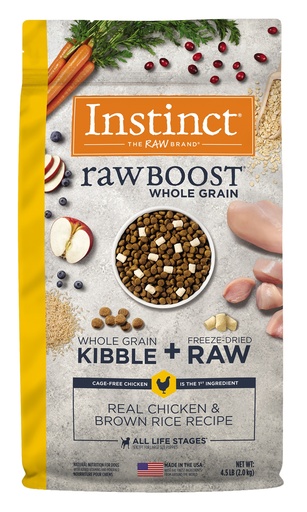 Instinct Raw Boost Whole Grain Real Chicken &amp; Brown Rice Recipe Dry Dog Food with Freeze-Dried Raw Pieces 9kg