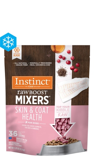 Instinct Raw Boost Frozen Mixers Skin &amp; Coat Health Recipe Dog Food Toppers 566g