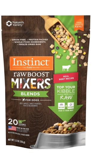 Instinct Freeze-Dried Raw Boost Mixers Blends Grain-Free Real Beef Recipe Case of 12 Dog Food Topper 21g