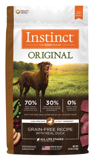 Instinct Original Grain-Free Recipe with Real Duck Freeze-Dried Raw Coated Dry Dog Food 9kg