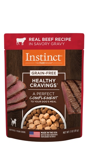 Instinct Healthy Cravings Grain-Free Cuts &amp; Gravy Real Beef Recipe in Savory Gravy Case of 24 Wet Dog Food 85g
