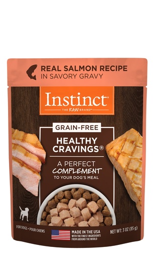 Instinct Healthy Cravings Grain-Free Cuts &amp; Gravy Real Salmon Recipe in Savory Gravy Case of 12 Wet Dog Food 85g