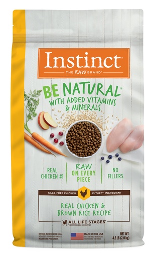 Instinct Be Natural Real Chicken &amp; Brown Rice Recipe Freeze-Dried Raw Coated Dry Dog Food 11.3kg