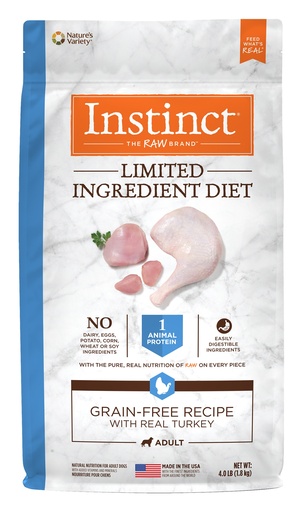 Instinct Limited Ingredient Diet Grain-Free Recipe with Real Turkey Freeze-Dried Raw Coated Dry Dog Food 10kg