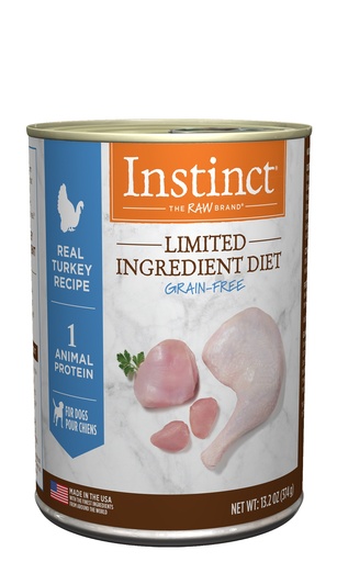 Instinct Grain-Free Limited Ingredient Diet Turkey Canned Case of 6 Wet Dog Food by Nature's Variety 374g