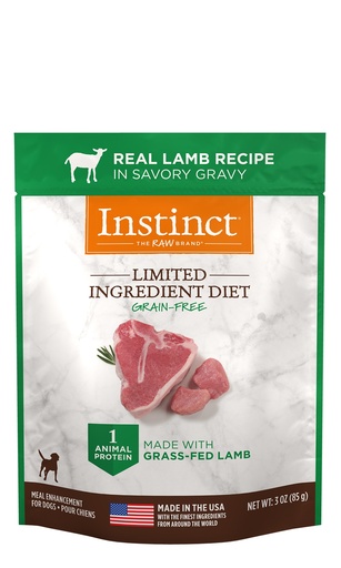 Instinct Limited Ingredient Diet Grain-Free Cuts &amp; Gravy Real Lamb Recipe in Savory Gravy Case of 24 Wet Dog Food 85g