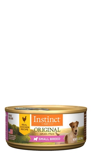 Instinct Original Small Breed Grain-Free Real Chicken Recipe Case of 24 Wet Canned Dog Food 156g