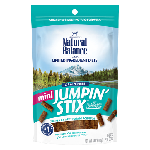 Natural Balance L.I.T. Limited Ingredient Treats Mini Jumpin Stix Chicken &amp; Sweet Potato Dog Treats 113g