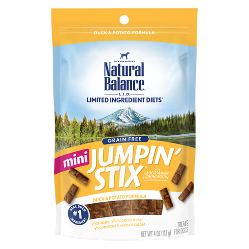 Natural Balance L.I.T. Limited Ingredient Treats Mini Jumpin Stix Duck &amp; Potato Dog Treats 113g