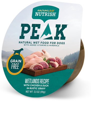 Rachael Ray Nutrish PEAK Grain-Free Wetlands Recipe with Chicken &amp; Duck in Rustic Gravy Case of 8 Wet Dog Food 99g