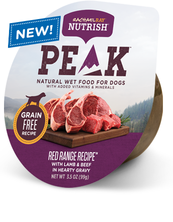 Rachael Ray Nutrish PEAK Natural Grain-Free Red Range Recipe with Lamb &amp; Beef Case of 8 Wet Dog Food 99g