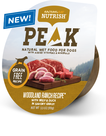 Rachael Ray Nutrish PEAK Natural Grain-Free Woodland Ranch Recipe with Beef &amp; Duck Case of 8 Wet Dog Food 99g