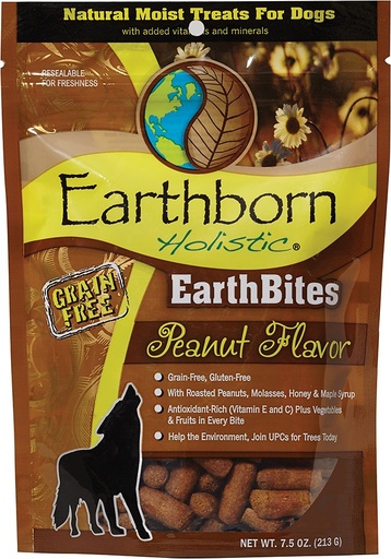 Earthborn Holistic EarthBites Peanut Flavor Natural Moist Grain-Free Treats For Dogs 213g