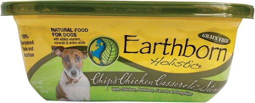 Earthborn Holistic Chip's Chicken Casserole Grain-Free Natural Moist Case of 8 Dog Food 227g