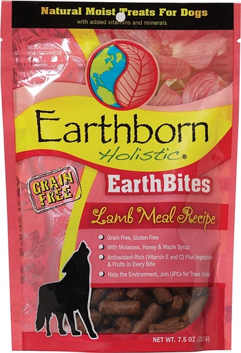Earthborn Holistic EarthBites Lamb Meal Recipe Natural Moist Grain-Free Treats For Dogs 213g