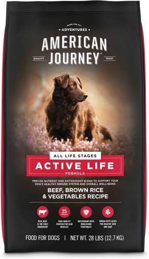 American Journey Active Life Formula Beef, Brown Rice &amp; Vegetables Recipe Dry Dog Food 12.7kg