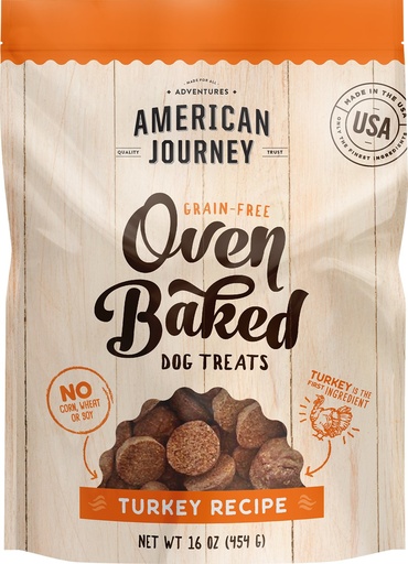 American Journey Turkey Recipe Grain-Free Oven Baked Crunchy Biscuit Dog Treats 454g