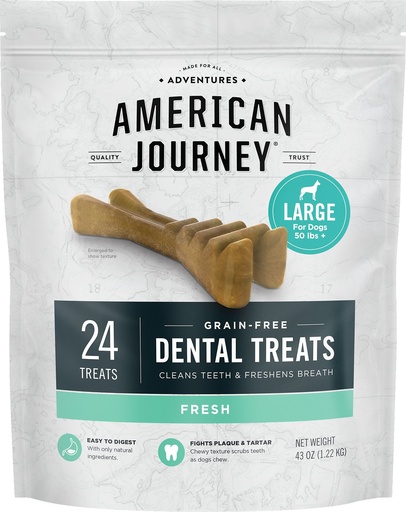 American Journey Grain-Free Large Dental 24 Count Dog Treats Mint Flavor 1.2kg