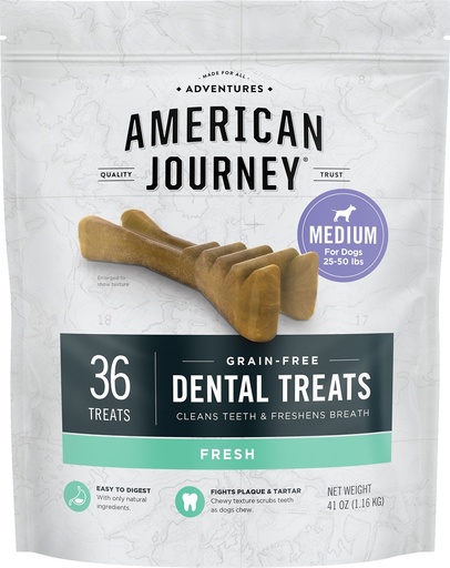 American Journey Grain-Free 36 Count Medium Dental Dog Treats Mint Flavor 1.2kg