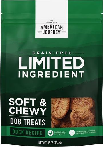 American Journey Limited Ingredient Grain-Free Duck Recipe Soft &amp; Chewy Dog Treats 453g