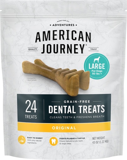 American Journey Grain-Free Large 24 Count Dental Dog Treats Original Flavor 1.22kg