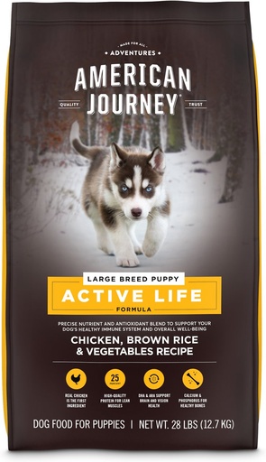 American Journey Active Life Formula Large Breed Puppy Chicken, Brown Rice &amp; Vegetables Recipe Dry Dog Food 12.7kg