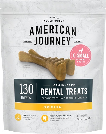 American Journey Grain-Free Extra-Small 130 Count Dental Dog Treats Original Flavor 1.02kg