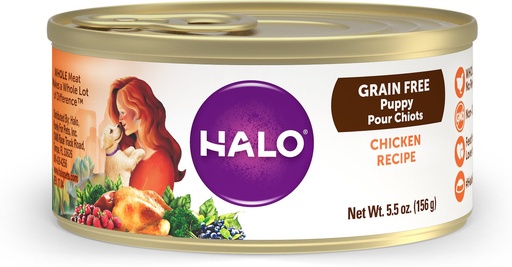 Halo Chicken Recipe Grain-Free Puppy Case of 12 Canned Dog Food 156g