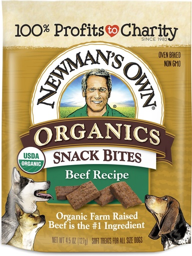 Newman's Own Organics Snack Bites Beef Recipe Grain-Free Dog Treats 127g