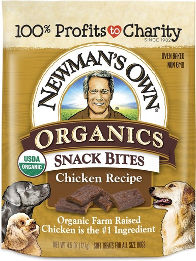 Newman's Own Organics Snack Bites Chicken Recipe Grain-Free Dog Treats 127g