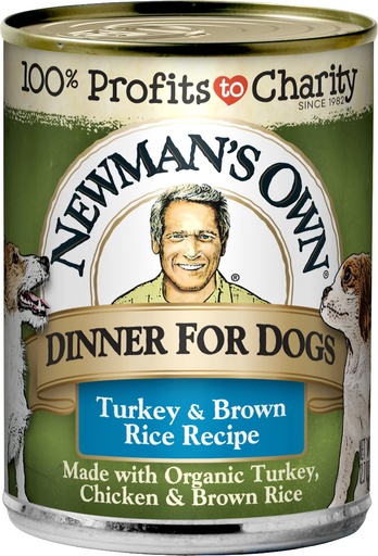 Newman's Own Dinner For Dogs Turkey &amp; Brown Rice Recipe Case of 12 Canned Dog Food 360g