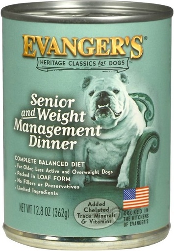 Evanger's Classic Recipes Senior &amp; Weight Management Dinner Case of 12 Canned Dog Food 362g