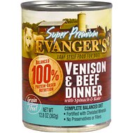 Evanger's Venison &amp; Beef Dinner Grain-Free Case of 12 Canned Dog Food 362g