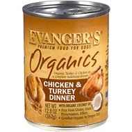 Evanger's Organics Chicken &amp; Turkey Grain-Free Case of 12 Canned Dog Food, 362g