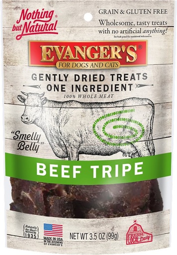 Evanger's Nothing but Natural Beef Tripe Gently Dried Dog &amp; Cat Treats 99g