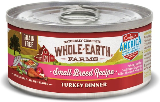 Whole Earth Farms Small Breed Turkey Dinner Grain-Free Case of 24 Canned Dog Food 85g