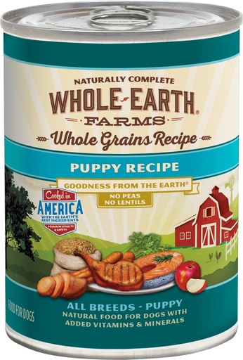 Whole Earth Farms Whole Grains Recipe Puppy Case of 12 Canned Dog Food 360g