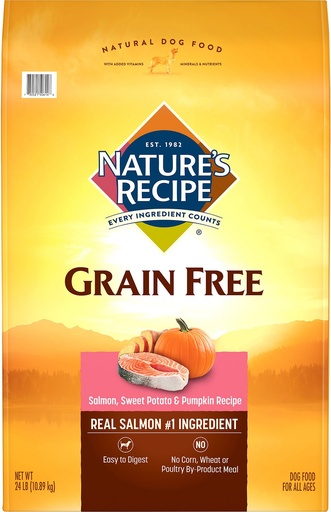 Nature's Recipe Grain-Free Salmon, Sweet Potato &amp; Pumpkin Recipe Dry Dog Food 10.9kg