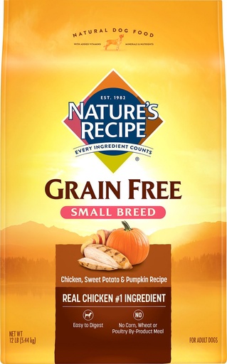 Nature's Recipe Small Breed Grain-Free Chicken, Sweet Potato &amp; Pumpkin Recipe Dry Dog Food 5.44kg