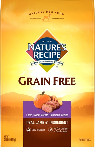 Nature's Recipe Grain-Free Lamb, Sweet Potato &amp; Pumpkin Recipe Dry Dog Food 10.9kg