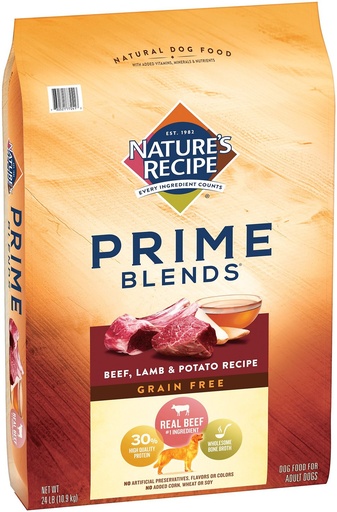 Nature's Recipe Prime Blends Grain-Free Beef, Lamb, and Potato Recipe Dry Dog Food 10.9kg