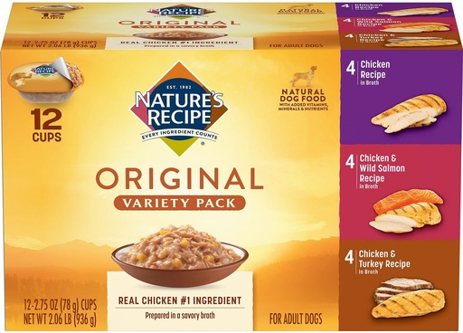 Nature's Recipe Original Variety Pack of 24 Canned Dog Food 936g