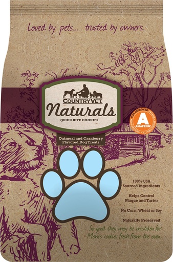 Country Vet Naturals Quick Bite Cookies Oatmeal &amp; Cranberry Flavored Dog Treats 907g