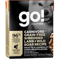 Go! CARNIVORE Grain-Free Shredded Lamb &amp; Wild Boar Recipe Case of 12 Dog Food 354g