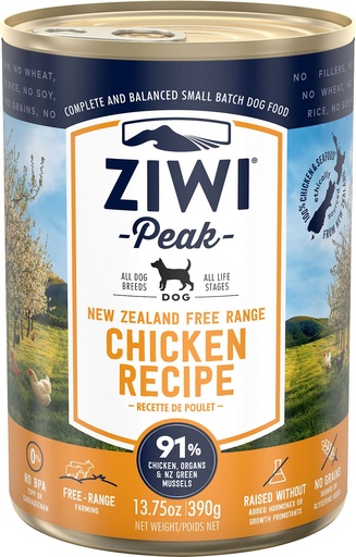 Ziwi Peak Chicken Recipe Case of 12 Canned Dog Food 390g