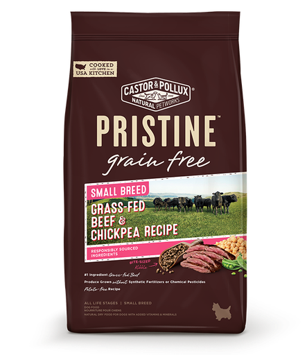 Castor &amp; Pollux PRISTINE Grain Free Small Breed Grass-Fed Beef &amp; Chickpea Recipe Dry Dog Food 4.5kg