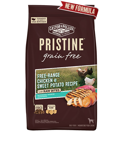 Castor &amp; Pollux Pristine Grain-Free Free-Range Chicken &amp; Sweet Potato Recipe with Raw Bites Dry Dog Food 8.2kg